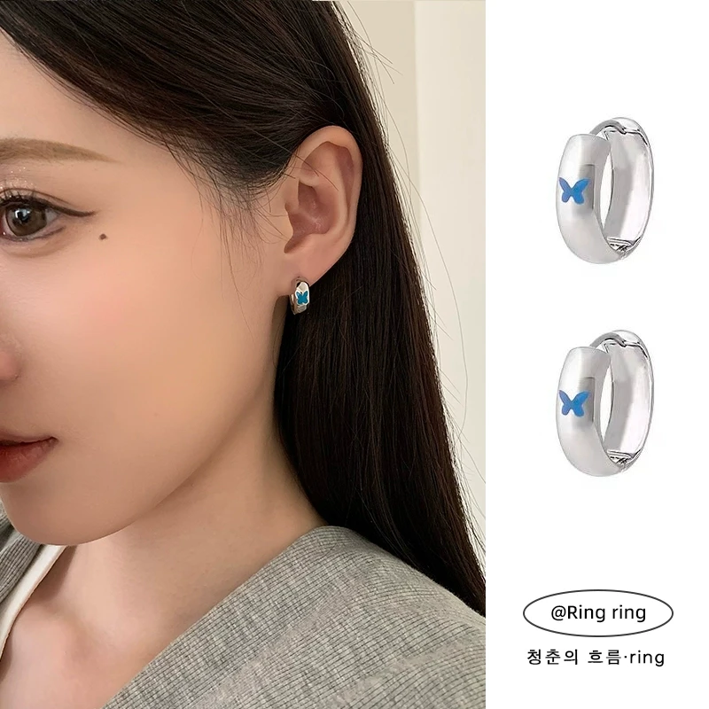铜合金耳饰 蓝调小蝴蝶｜有耳夹RINGRING商店耳圈无耳洞耳饰耳钉