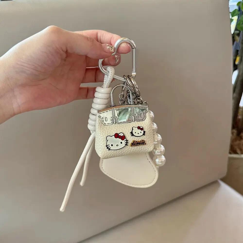 可爱kt猫包包挂件迷你铂金包包珍珠包包挂饰高级感金属挂件钥匙扣