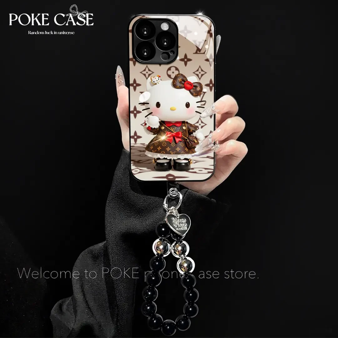 高级电镀玻璃老花个性KT适用苹果oppo华为vivo小米手链手机壳