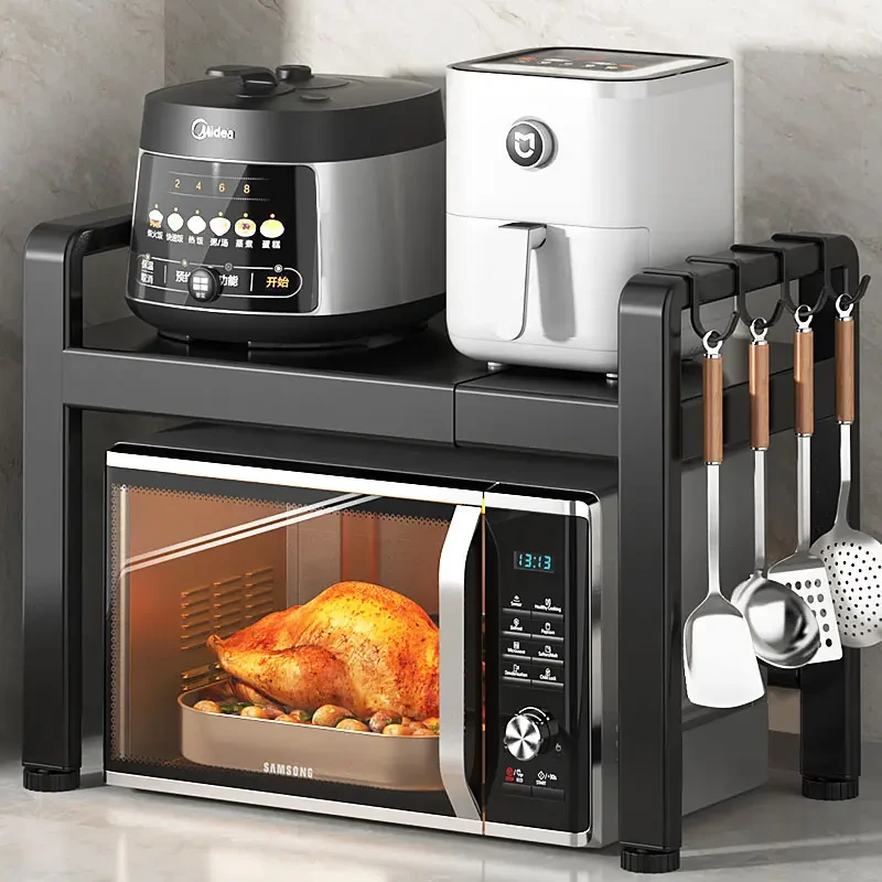 伸缩置物架加粗架微波炉置物架多功能台面烤箱架双层收纳架置物架