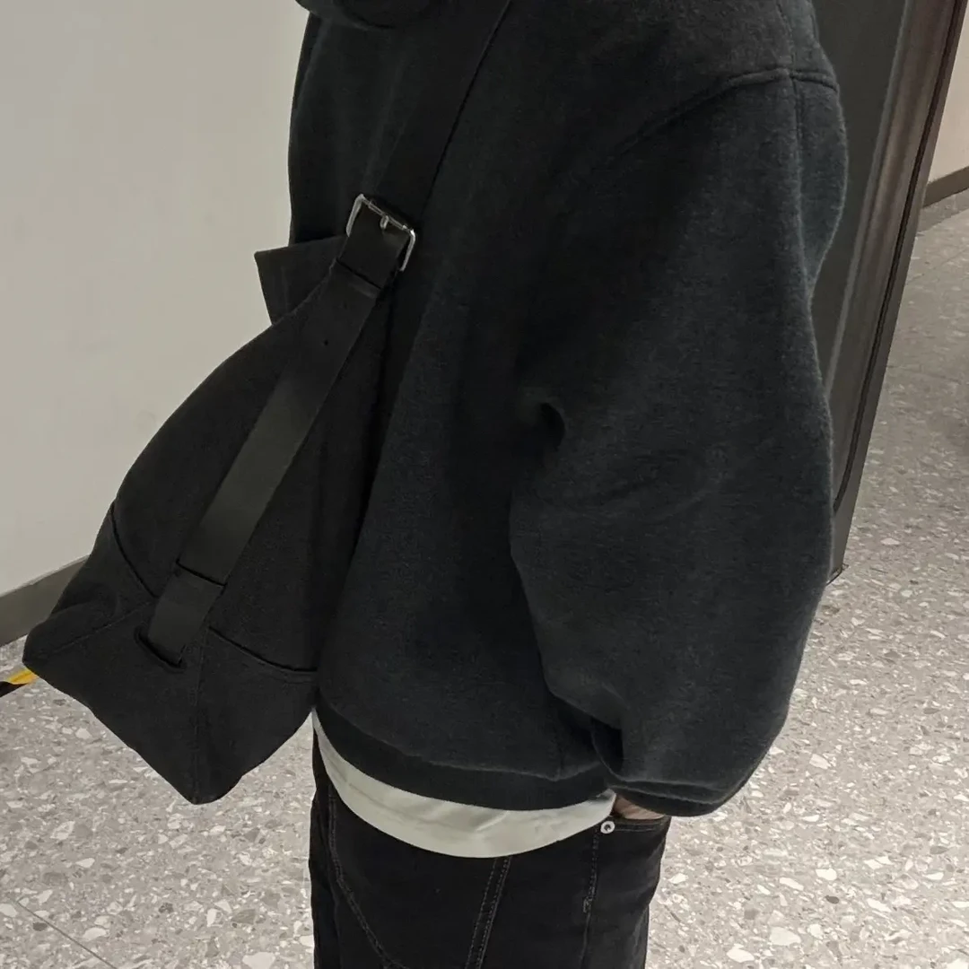 重磅空气珠地棉帽领拉链套头卫衣