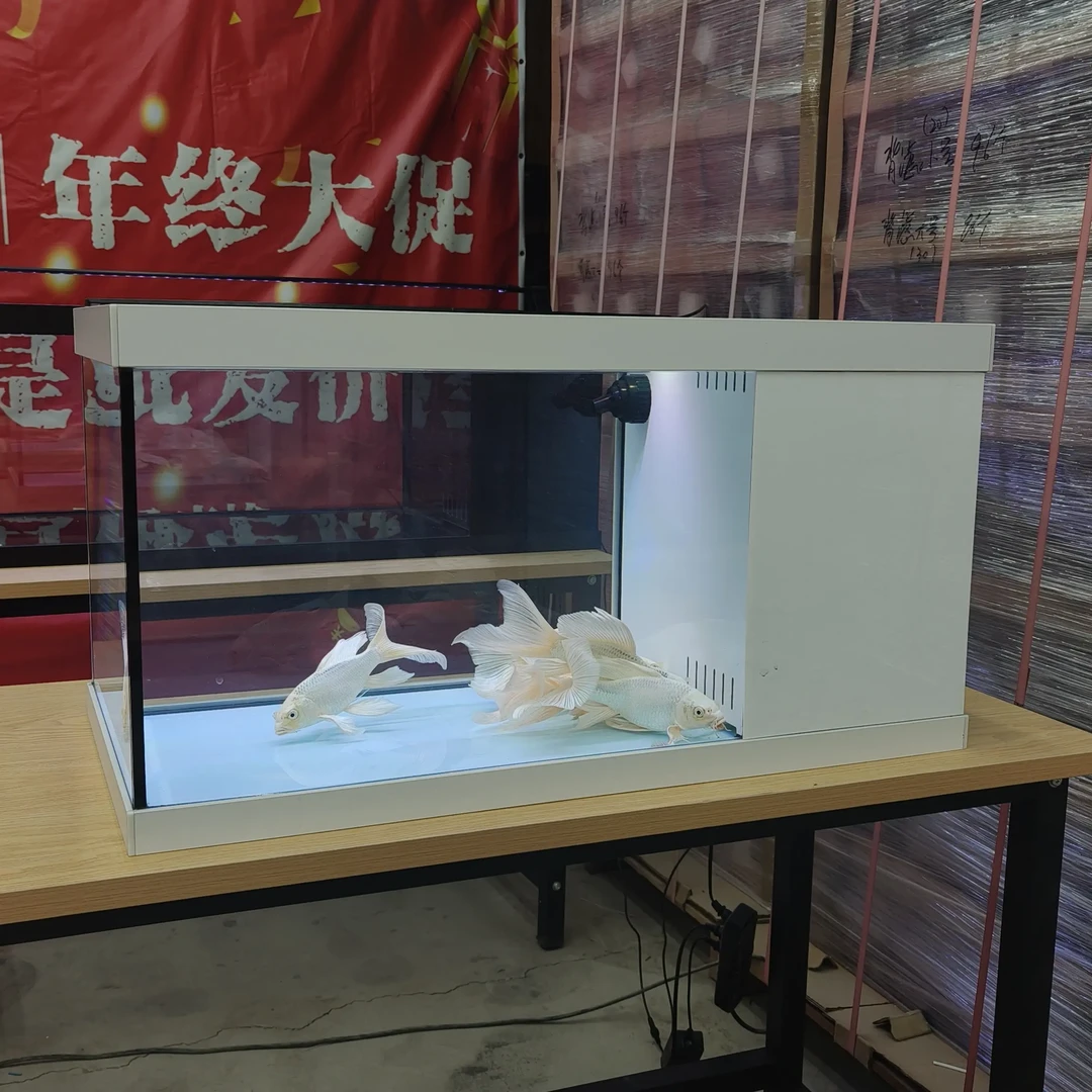 【80-40-40cm】铝合金包边推拉盖超白玻璃侧滤自循环家用生态鱼缸