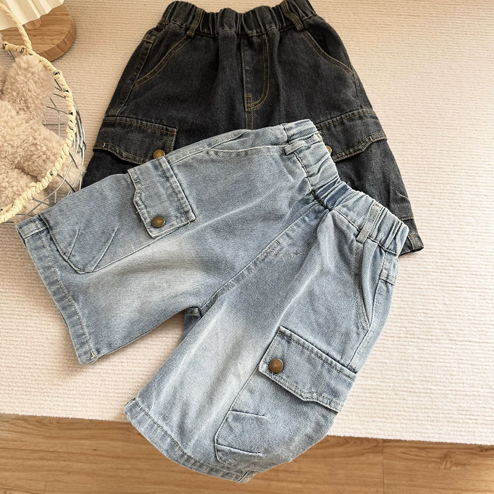 儿童工装牛仔短裤2025夏季薄款中大男孩子宽松韩版五分裤七分中裤