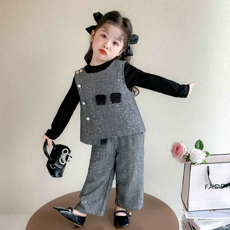 女童春秋款套装2025新款洋气时髦儿童裤子女孩宝宝春季春装小香风