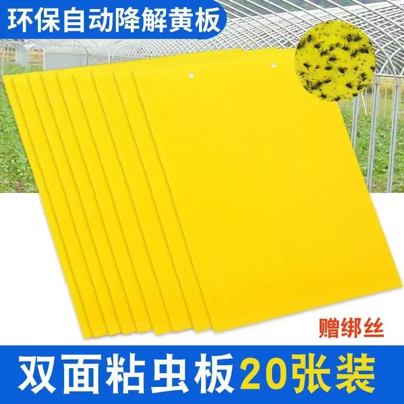 黄板双面粘虫板诱虫蓝板纸贴黄色灭小飞虫粘板果园蓟马大棚园艺