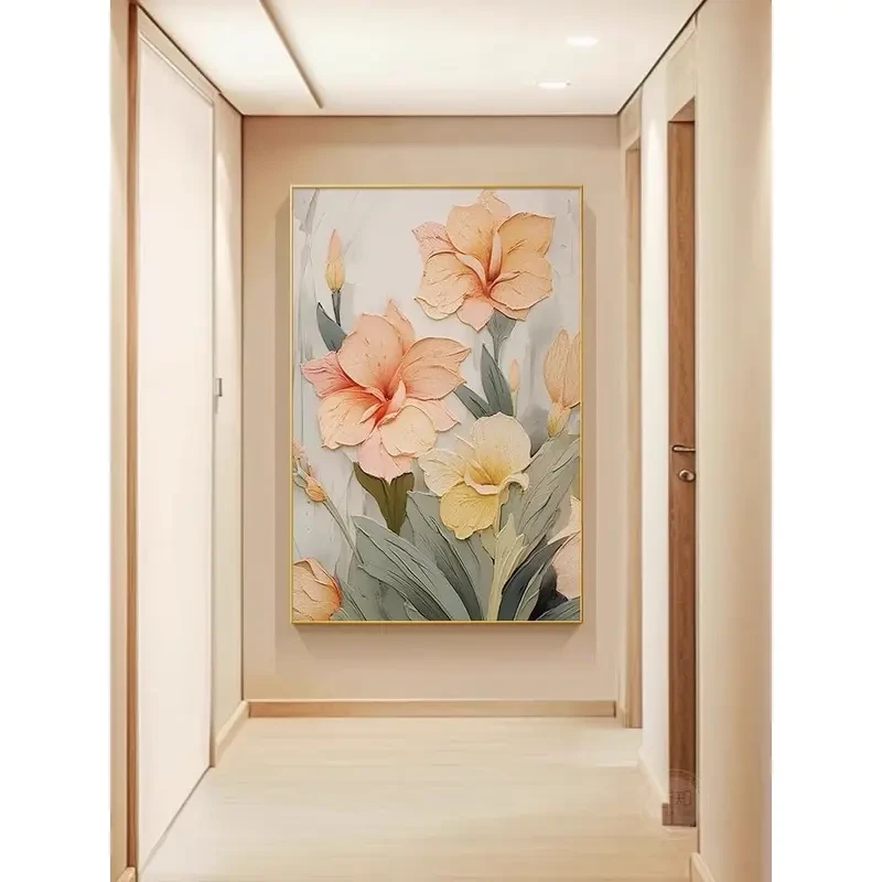【浮光鎏影】砂岩装饰画手工肌理时尚现代郁金香哑光装饰画玄关沙发