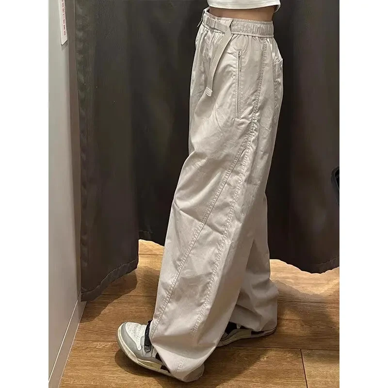 米白色速干裤子宽松bf慵懒风美式工装伞兵裤cleanfit三防冲锋裤男