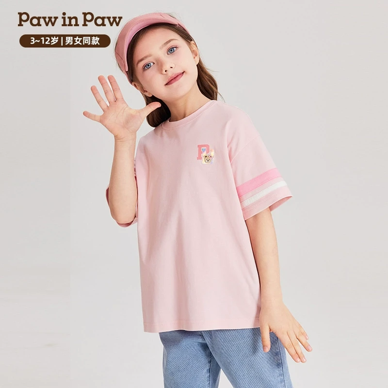 PawinPaw童装夏男女童撞色休闲圆领纯棉宽松短袖T恤PCRAE2452E