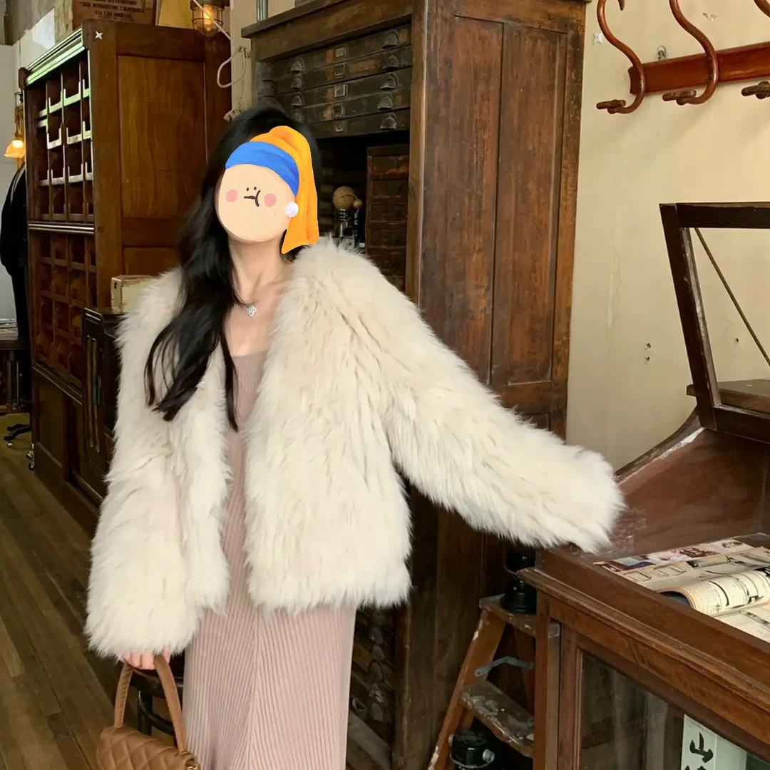 极简风冬季狐狸毛 编织时尚