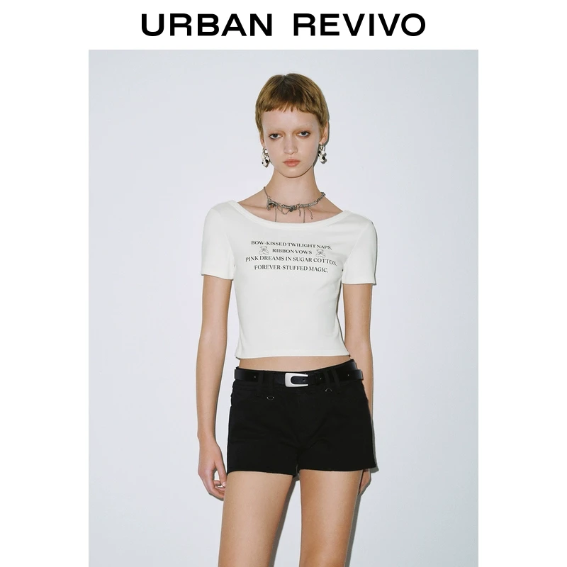 UR2025夏季新款女装时尚撞色印花修身显瘦短袖T恤UYY450213