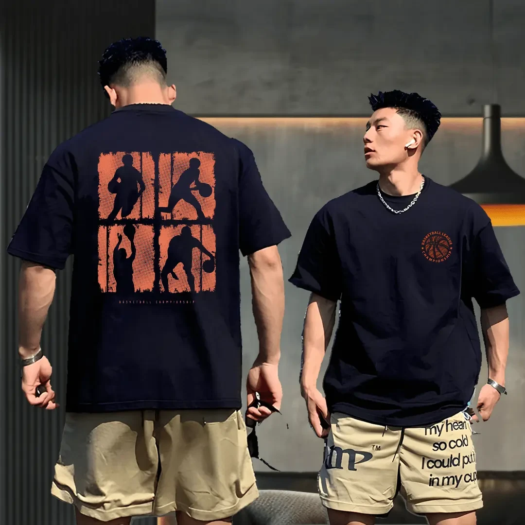 美式痞帅纯棉男款T恤短袖青少年夏季潮牌圆领上衣印花