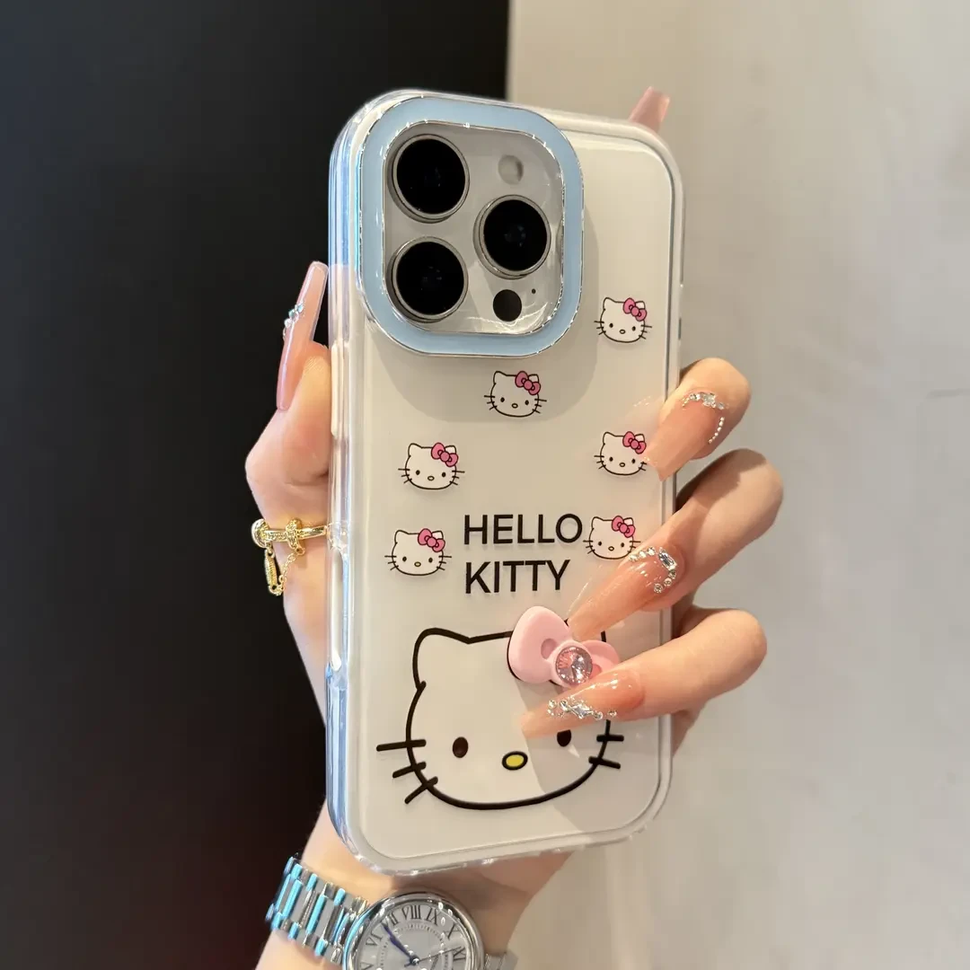 ins高颜值撞色果冻KT猫适用iPhone16手机壳14苹果15promax简约13