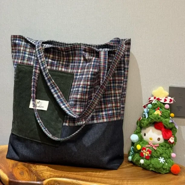 宽42 高38 肩带60 稀有咖色格子土布 拼接的大号托特内里土布勿退