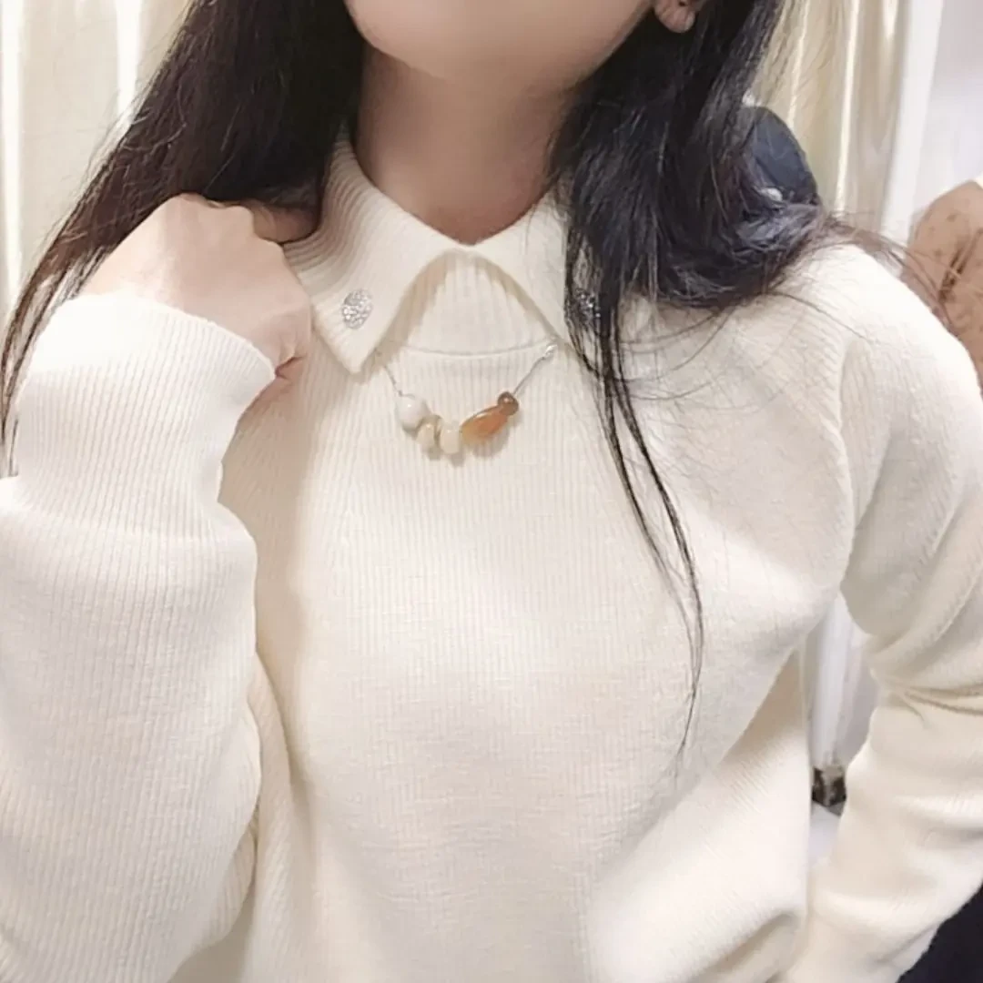 加厚翻领长袖针织衫秋冬百搭显瘦毛衣