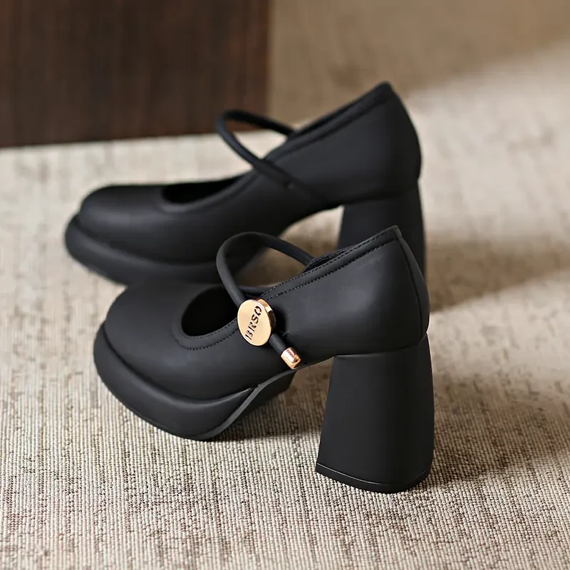 高跟鞋女粗跟单鞋2025春季新款气质浅口温柔风配裙子法式玛丽珍鞋