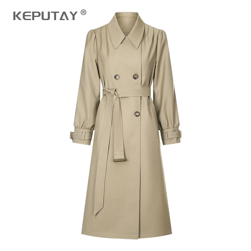 风衣外套女款2025春秋新款高级气质宽松流行卡其色灯笼袖长款大衣