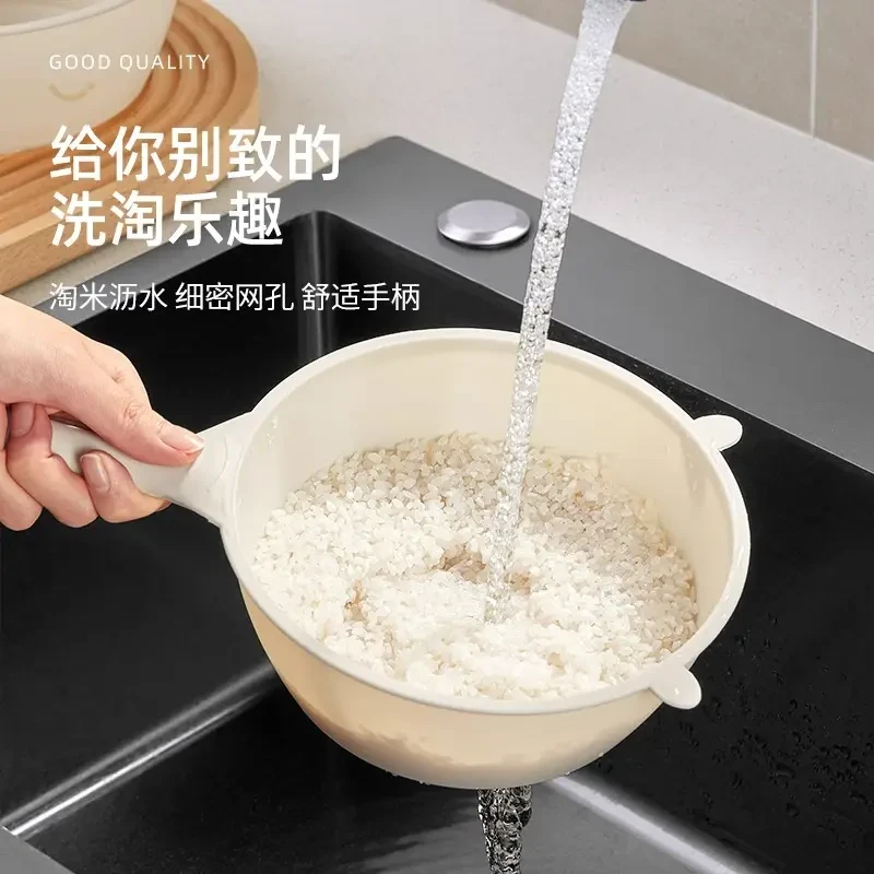 Q淘小米神器洗米筛淘米盆细孔过滤勺厨房家用洗菜盆沥水果篮子