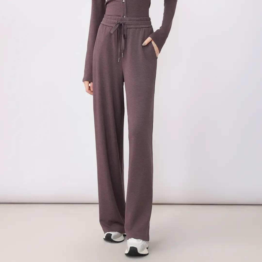 GIRDEAR/哥弟简约直筒裤显瘦莫代尔亲肤垂高腰莫代尔垂感直筒裤