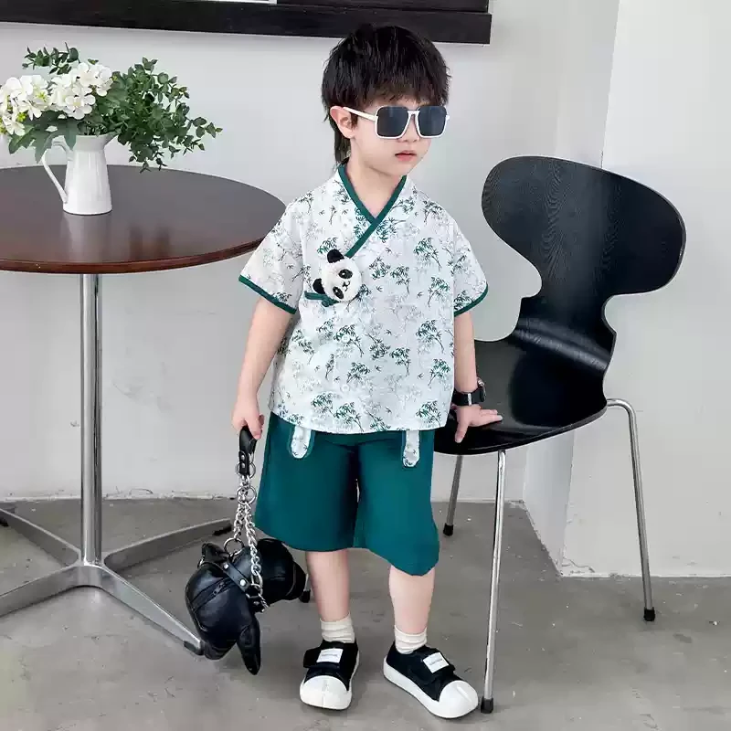男童装套装汉服夏季2025新款帅气宝宝国风儿童新中式唐装男孩古装