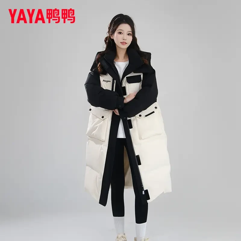 YAYA/鸭鸭羽绒服女长款冬季情侣中长款过膝YE3B633832H