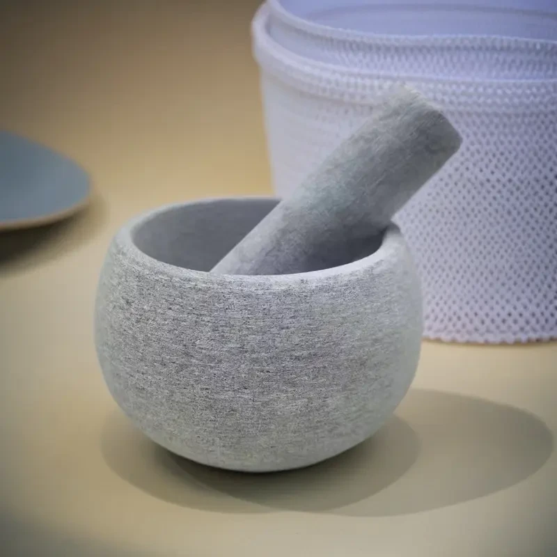 青石捣蒜器天然石臼捣碎器家用蒜臼子手动蒜泥压蒜器蒜臼擂钵蒜蓉