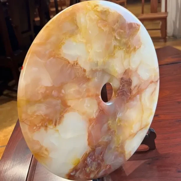 玉石摆件大气客厅平安扣工艺品装饰品（家居，办公室，）直径30公分