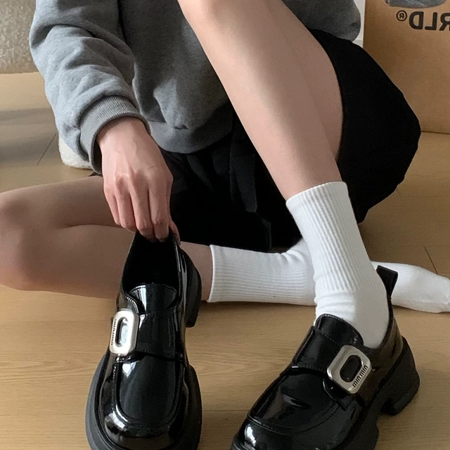 2025福鞋搭扣鞋子新款夏季黑色乐单鞋底风厚英伦小皮鞋女玛丽珍女