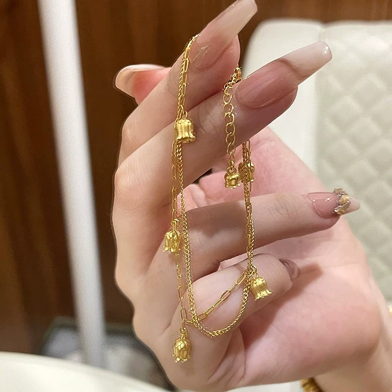 合金手链 爆款铃兰花手链时尚轻奢高级感小众手环女