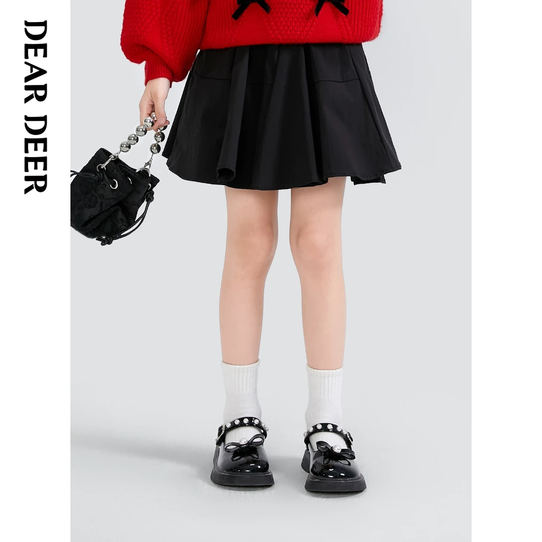 【直播清】迪迪鹿女大童春秋季黑色百搭半身裙甜美风裙C123122501
