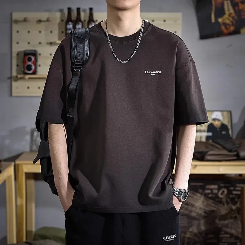 JVSJ夏季美式潮流300克重磅水洗短袖T恤男士宽松休闲