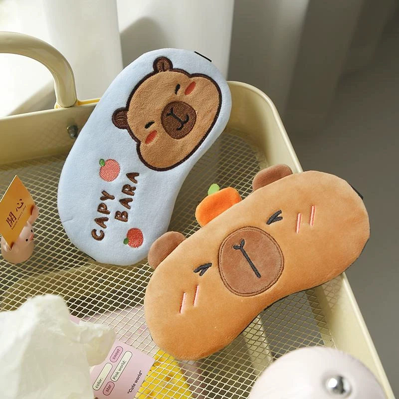 可爱卡皮巴拉睡眠遮光眼罩男女学生午睡冬季热敷护眼专用儿童睡觉