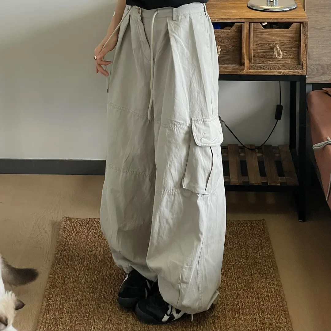 8DAY新款春秋宽松阔腿显瘦抽绳美式休闲潮男女休闲运动工装裤