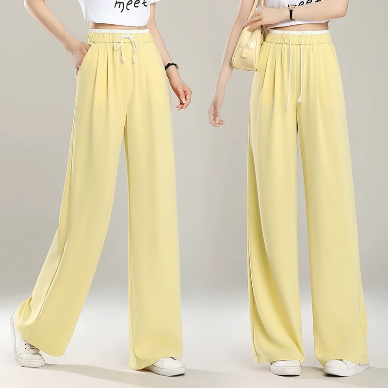 阔腿裤女夏季薄款2025新款冰丝垂感宽松长裤直筒裤高腰显瘦休闲裤