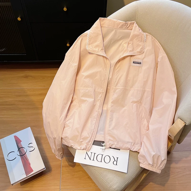 设计感立领长袖防晒外套女春夏2025新款休闲宽松百搭拉链上衣ins