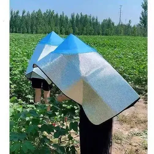 户外披风采茶农活遮阳防晒帽子斗笠遮阳帽隔热帽套茉莉花钓鱼防雨