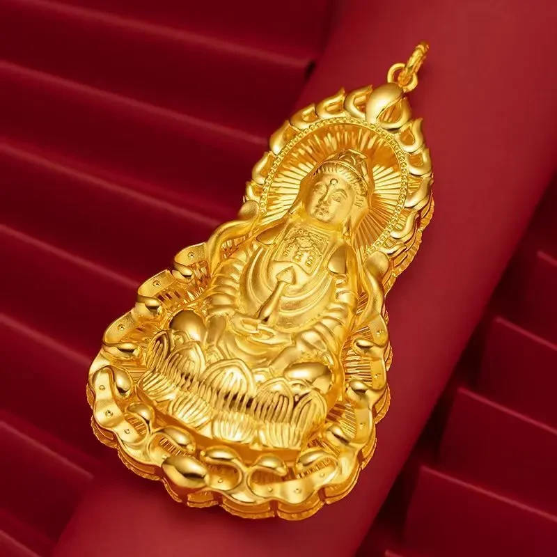 合金吊坠 越南沙合金平安超大观音吊牌霸气大观音项链久不掉色潮