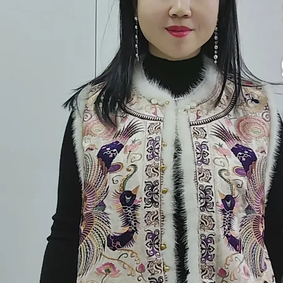 秋冬新款新中式国风重工刺绣夹棉马甲女日常百搭