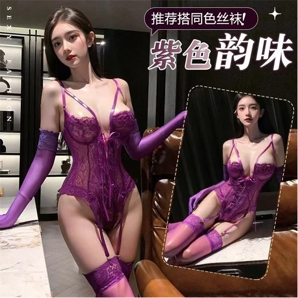 夜色/性感蕾丝御姐吊带马甲绑带显胸聚拢甜美修身睡裙A53