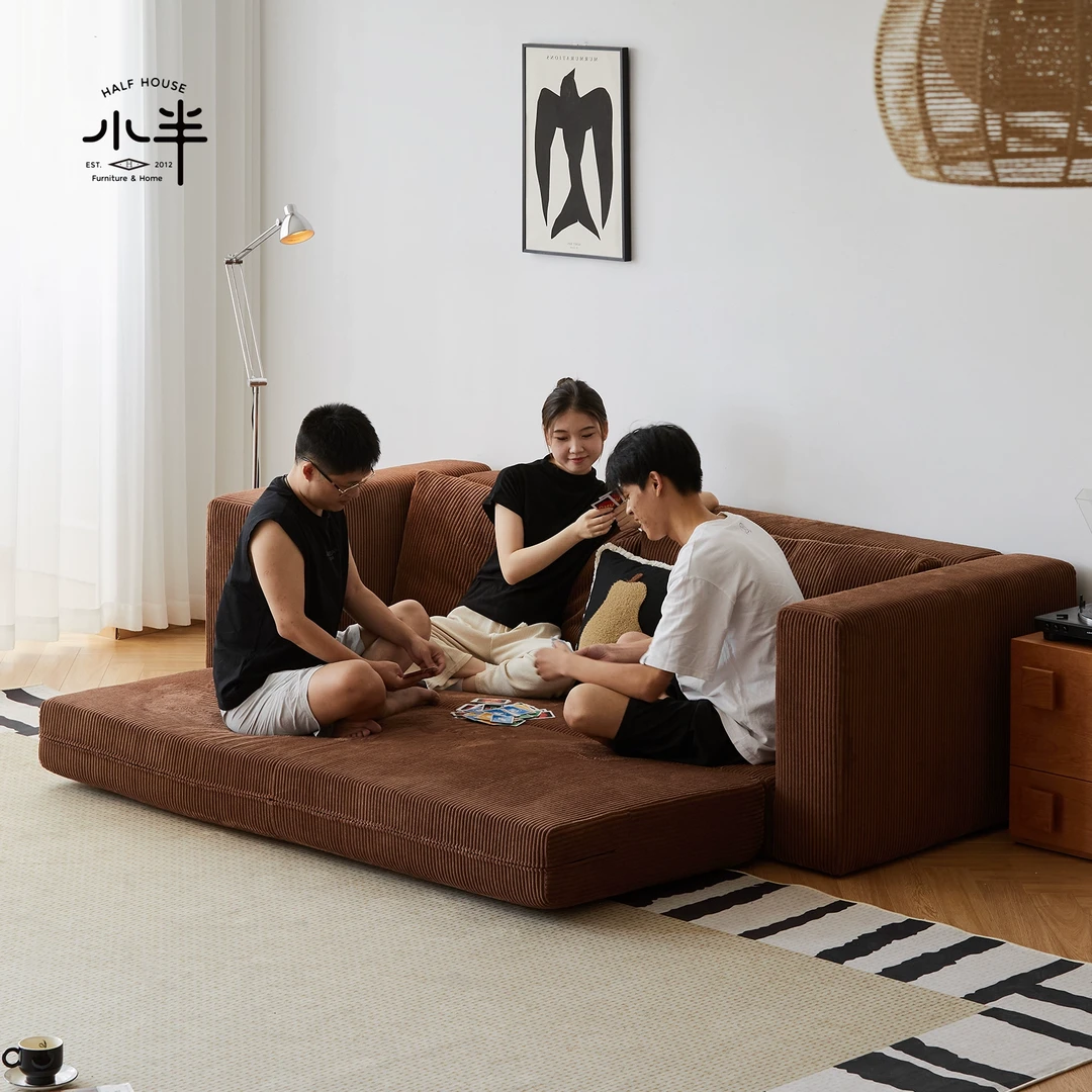 小半家具布艺沙发床北欧小户型客厅直排可拆洗沙发多功能折叠沙发