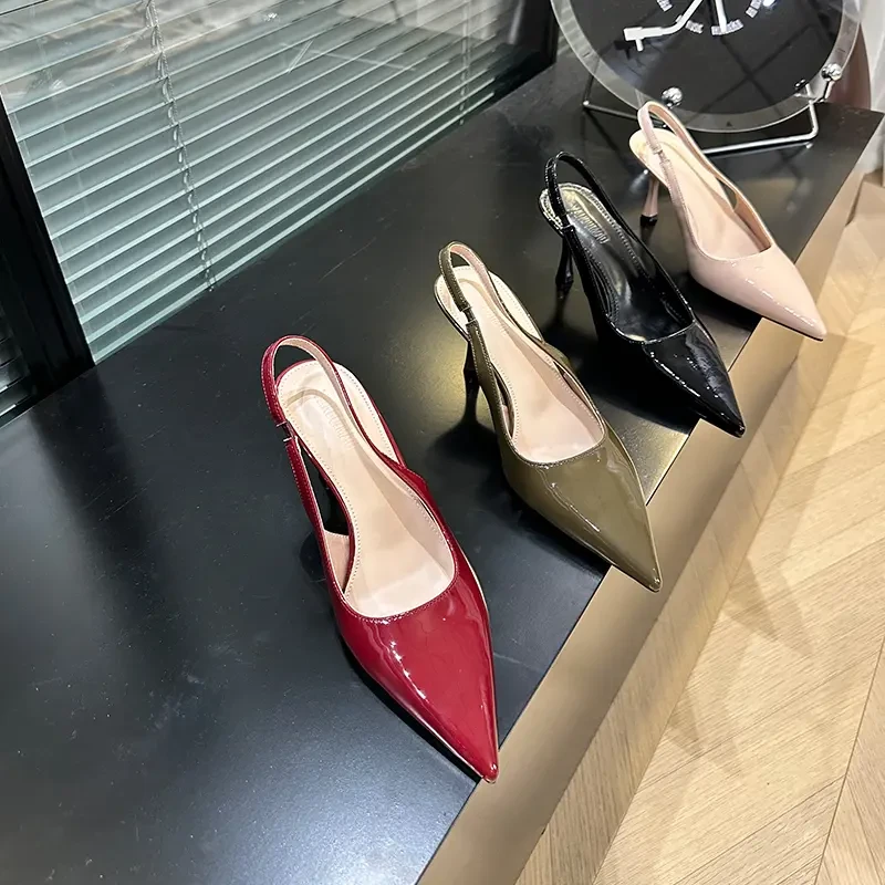 裸色尖细跟高跟鞋女2025年春夏季新款季气质一字带包凉鞋单鞋