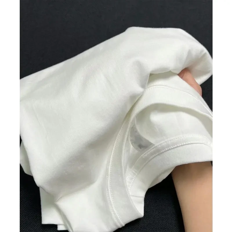 美式精梳棉打底短袖男款基础款重磅小领口T恤oversize半袖内搭潮