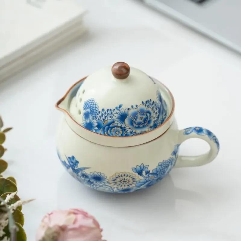汝窑轻奢茶具单人新款国风一壶一杯茶壶咖啡杯一体精致两用H98