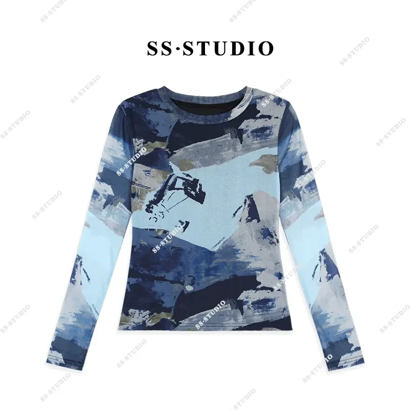 【SUSU】百搭气质撞色圆领T恤时尚休闲长袖打底上衣SS-9820