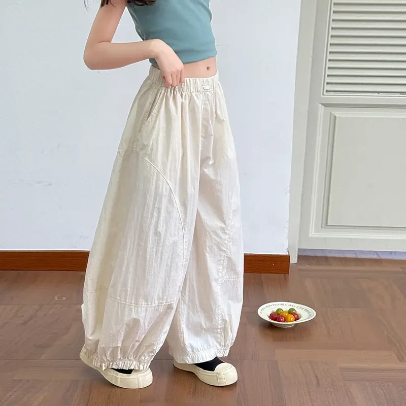 夏季儿童韩版休闲裤女童薄款哈伦裤中大童宽松百搭九分裤女童裤子