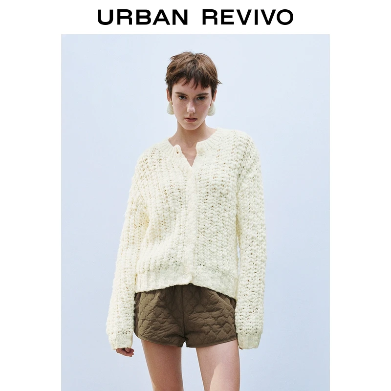 UR2025秋季新款女装休闲温柔风肌理感针织开衫UYL950023