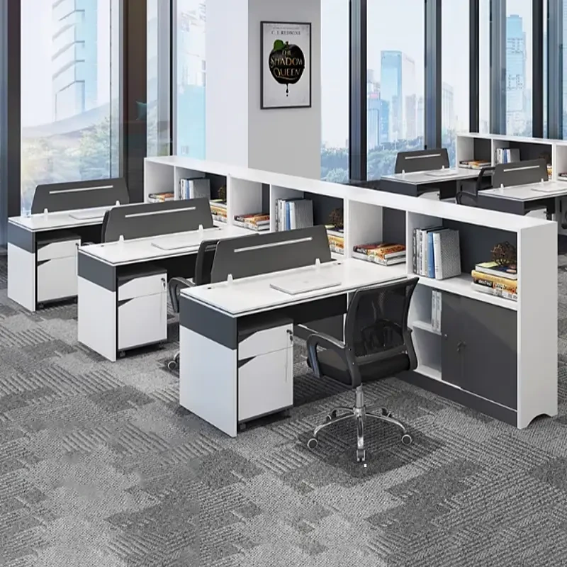 职员办公桌椅组合简约现代财务办公室桌子员工电脑工作桌4/6人位