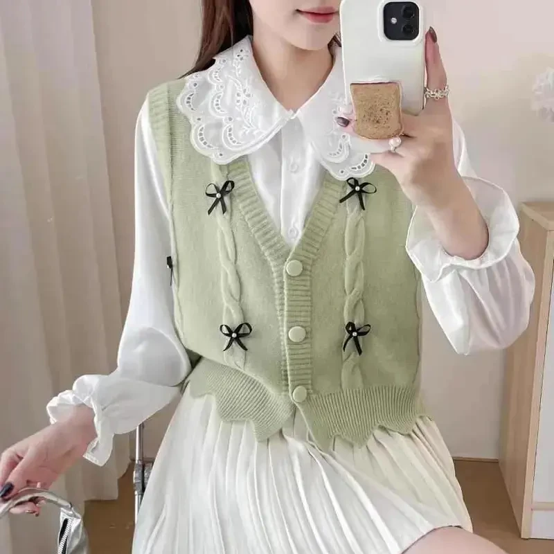 甜妹必备小个子针织马甲春秋学生短款温柔风百搭显瘦毛衣马夹女