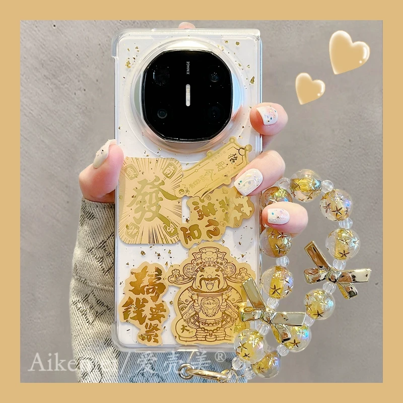 适用华为mateX6折叠屏手机壳matex5典藏版滴胶金箔matex3搞钱要紧