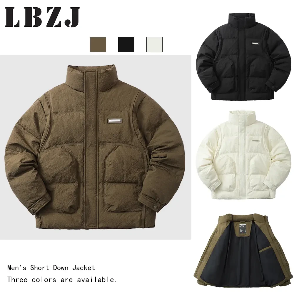 兰博之嘉•立领时髦百搭刺绣立领防风潮流复古保暖纯色羽绒服外套