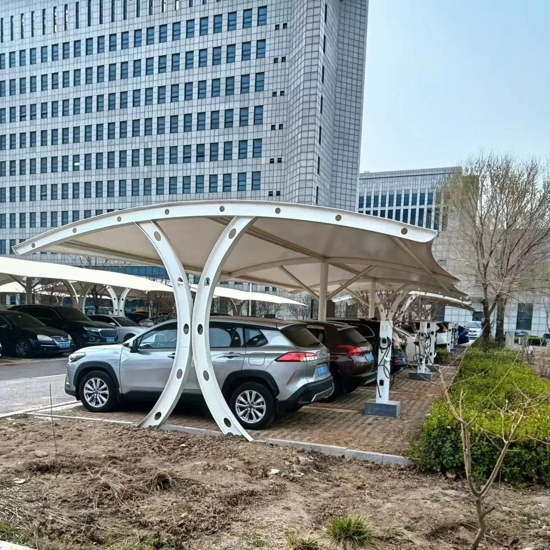 现代化户外停车棚防水遮阳车棚膜结构车棚充电桩车棚自行车棚